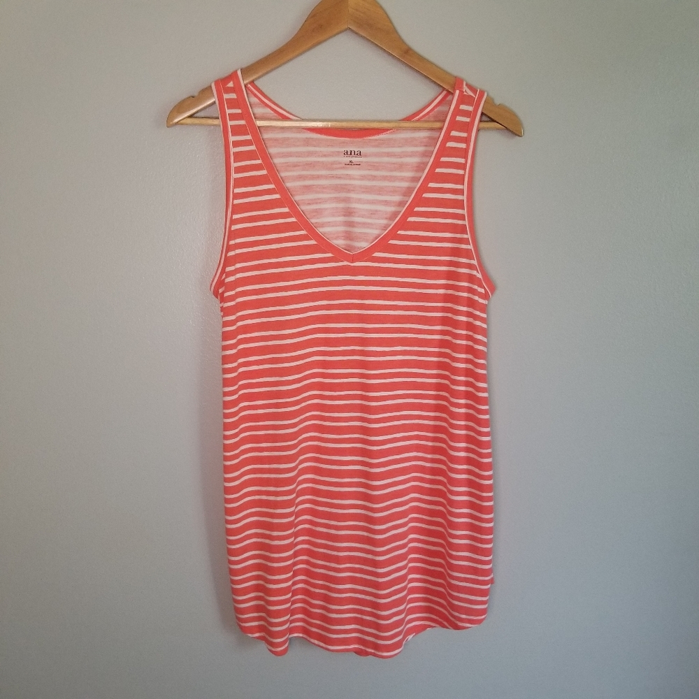 💘a.n.a. Orange & White Striped Tank Top Size XL - Picture 8 of 10